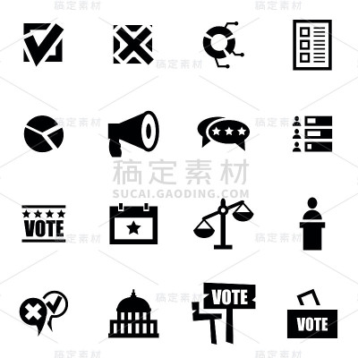 向量黑色选举图标设置