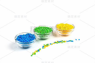 塑料颗粒。聚合物颗粒。高分子染料。着色剂丸。