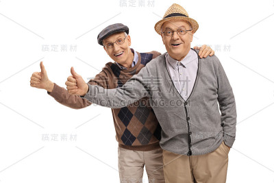 老年人竖起大拇指