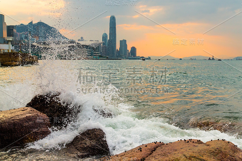 香港维多利亚港的波浪