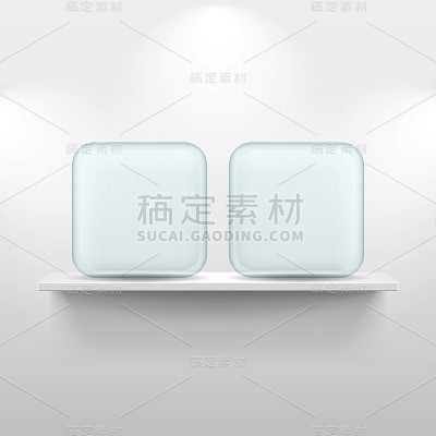 白色背景上有玻璃应用程序图标的架子