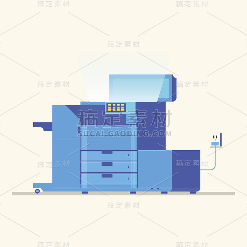 多用途设备，传真，复印机和扫描仪。矢量图