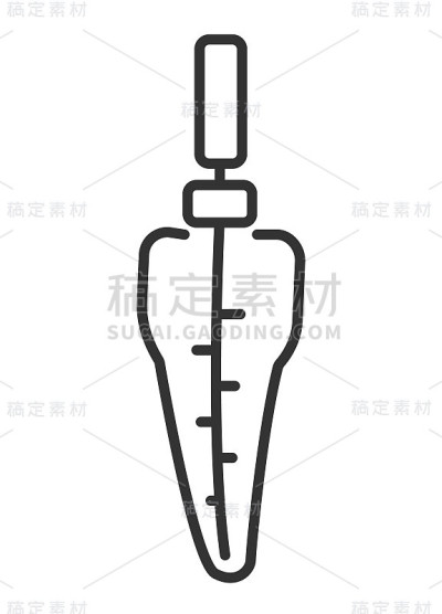 牙髓锉。根管治疗理念。牙髓学。牙科治疗器械。矢量孤立轮廓绘制。