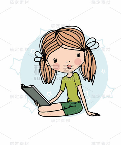 可爱的女孩在看书