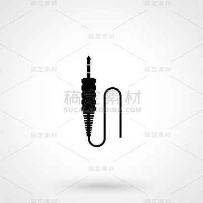 带有阴影的黑色音频插孔