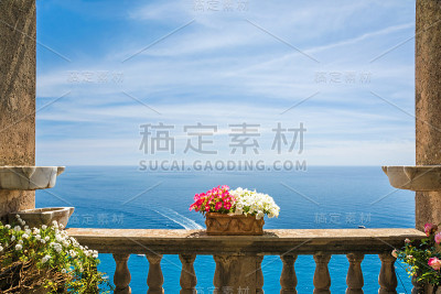 意大利阿马尔菲海岸，波西塔诺镇美丽的海景