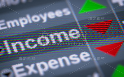 屏幕上的收入指数。