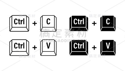 Ctrl C和Ctrl V计算机键盘按钮。桌面界面。网络图标。矢量插图。