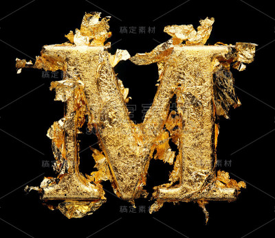 字母和数字用粗糙的金箔