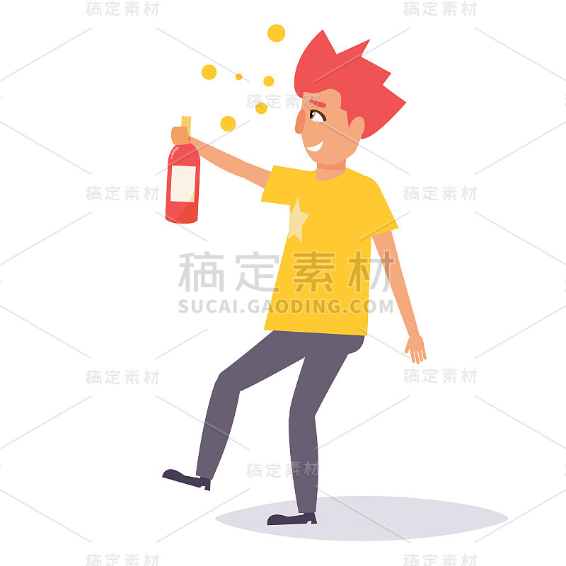 喝醉了的人。向量。卡通