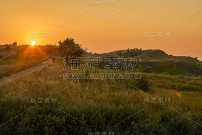 美丽的夏日日落景观