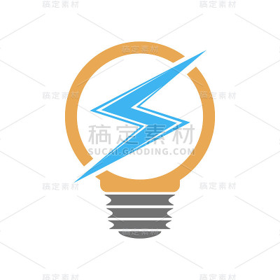 带有闪电的灯泡图标。矢量插图。