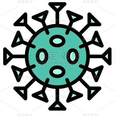 病毒或细菌矢量插图，填充样式图标