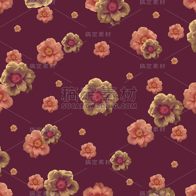 温暖的花拼贴图案图案