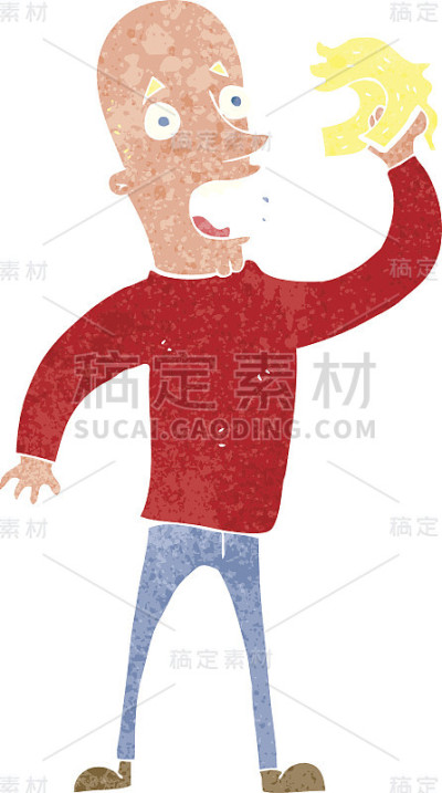 卡通秃头男人戴假发
