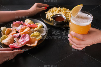 美食摄影艺术薯条垃圾概念
