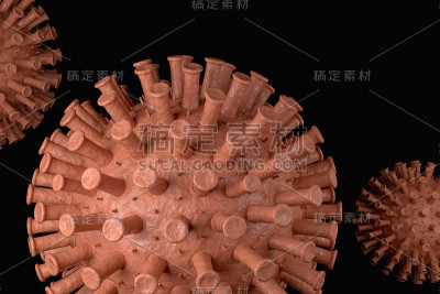 显微镜下的病毒细胞。3 d渲染。