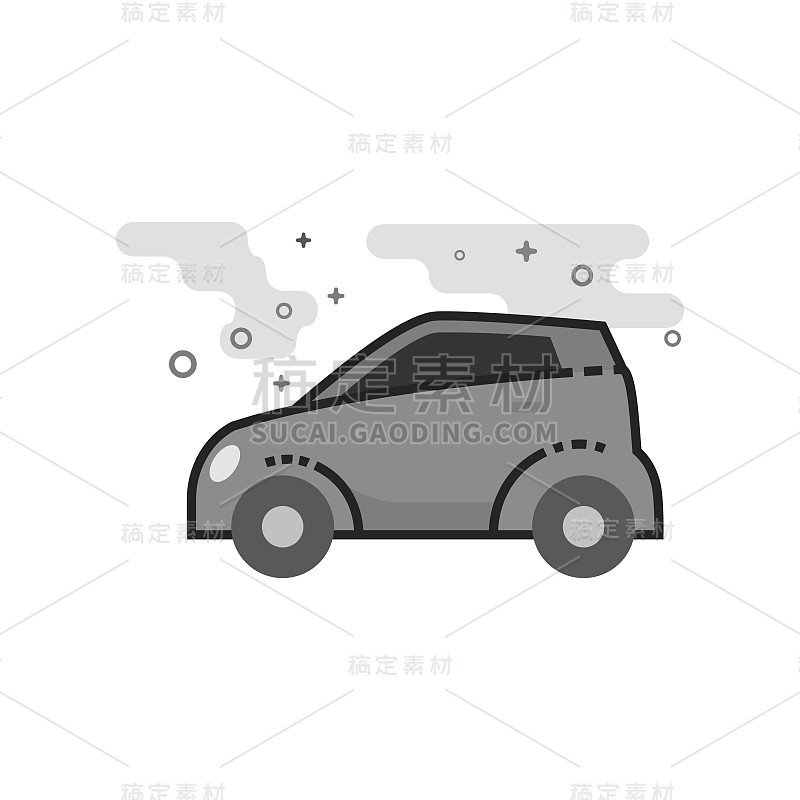 平坦的灰度图标-绿色汽车