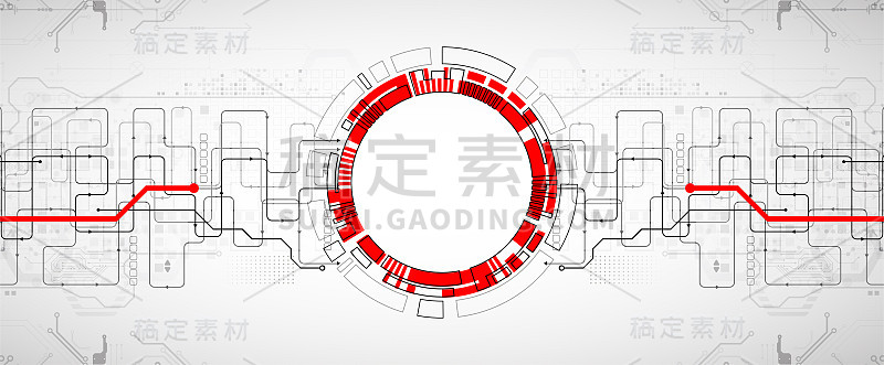 抽象的技术概念。电路板，高电脑色背景。矢量插图与空间的内容，网页模板，商业技术演示。