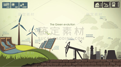 绿色世界信息图的概念