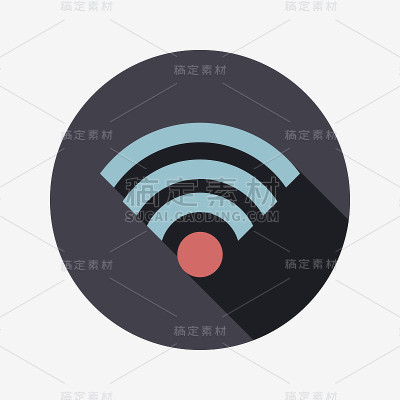 无线wifi平面图标与长影子