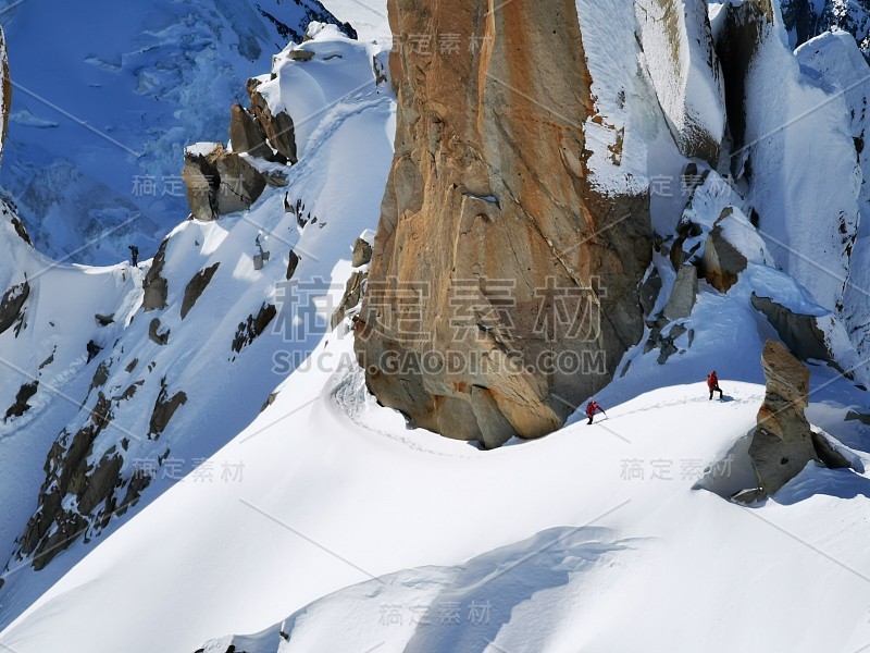 Chamonix Aiguille du midi法国勃朗山山脉滑雪滑雪单板滑雪