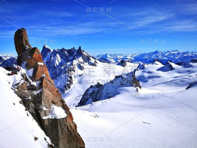 夏蒙尼勃朗峰法国山山顶滑雪滑雪板滑雪板旅行旅行者