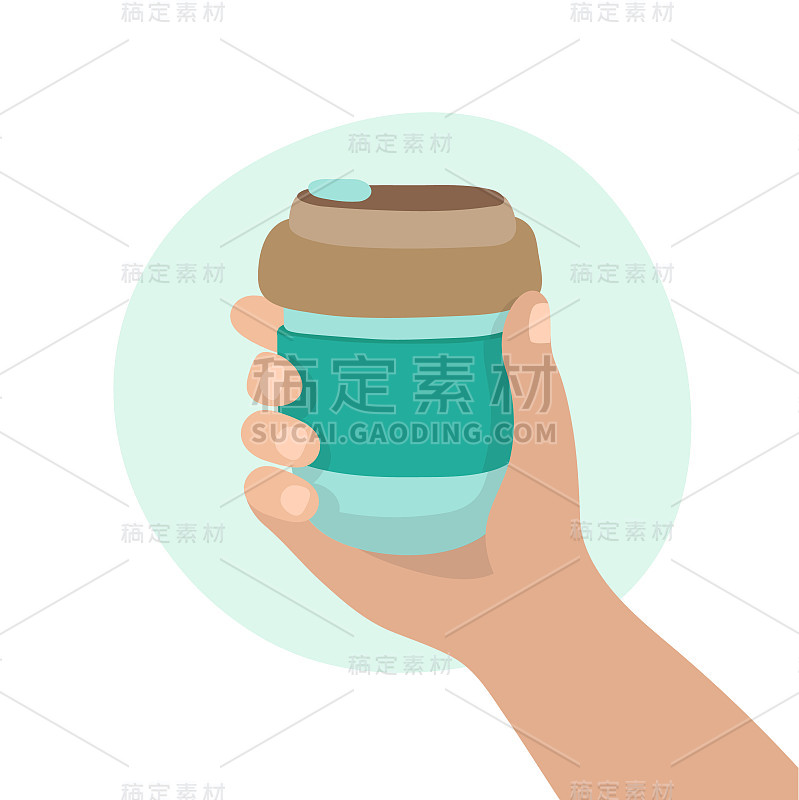 Reusable coffee cup, hand holding a cup. Sustainab