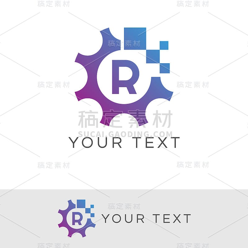 技术初始字母R图标设计