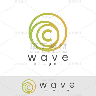 波浪首字母C图标设计