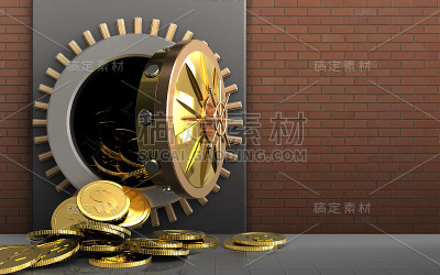 红砖上的3d美元硬币