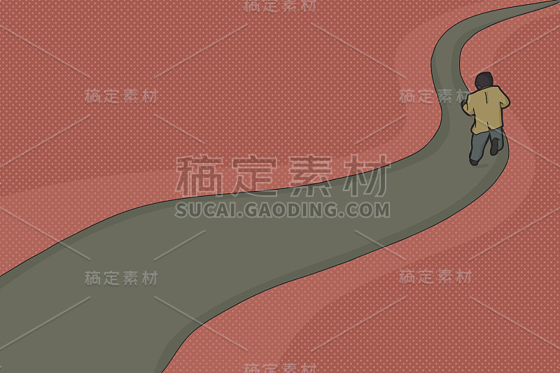 在路上逃跑的男人