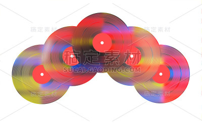 五张彩色黑胶唱片