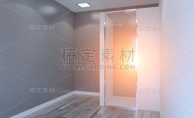 现代空浴室。3 d渲染。日落。