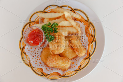 鱼和薯条，美味的食物