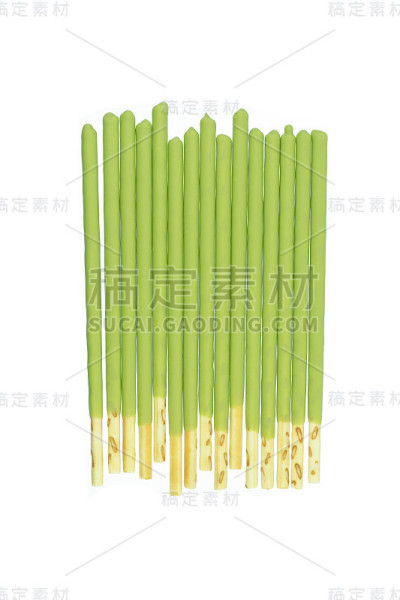 饼干棒上涂有分离的绿茶