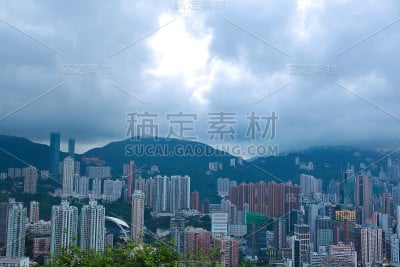 鸟瞰香港现代城市建筑背景
