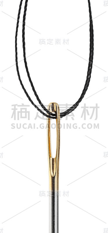 线在缝纫针的金眼靠近