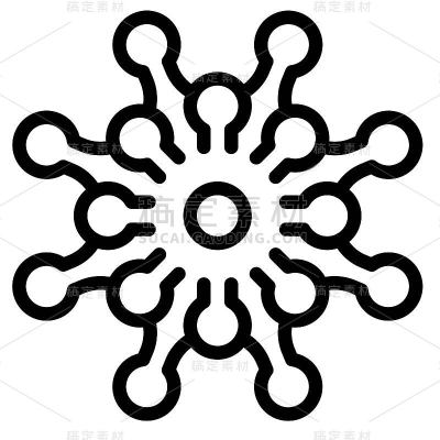 病毒或细菌矢量插图，线条样式图标
