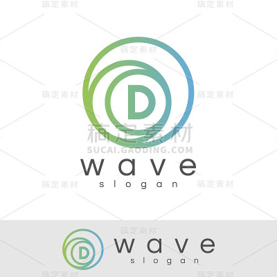 波浪首字母D图标设计