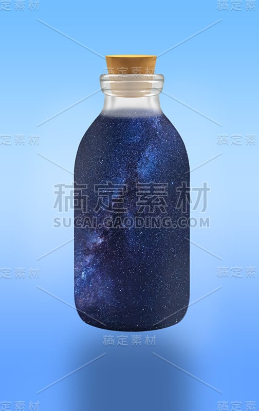 玻璃瓶内的银河系充满了恒星，星云和星团。