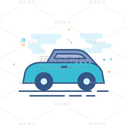 Flat Color Icon - Mini car