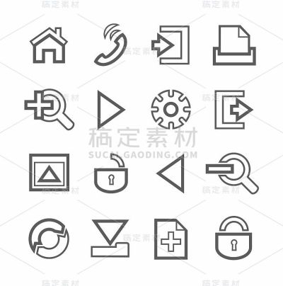 互联网和工具栏，图标，单色，线性。