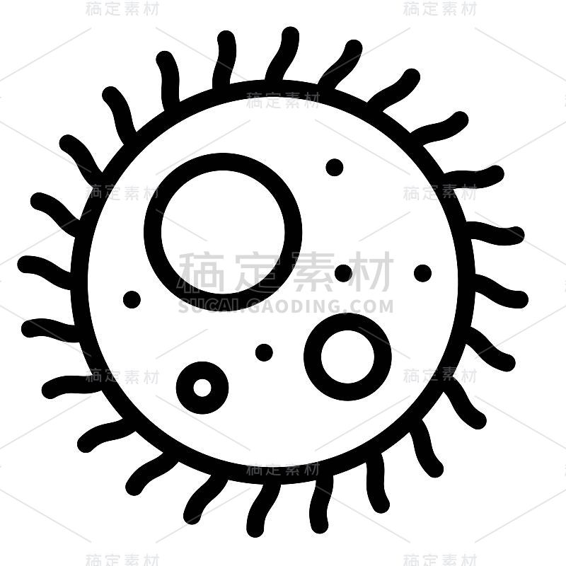 变形虫或变形虫矢量插图，线条风格图标