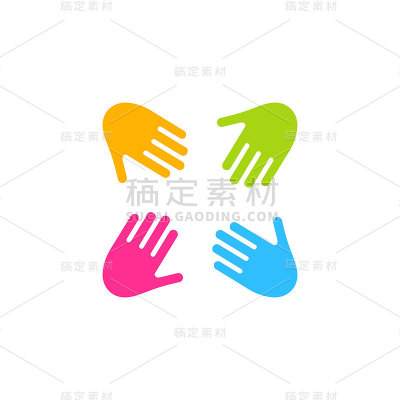 友谊丰富多彩的符号。双手合成圆形。