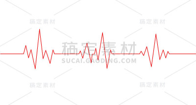 红色心跳线图标。脉搏监测。矢量插图。
