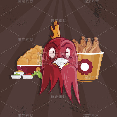 炸鸡快餐矢量插图
