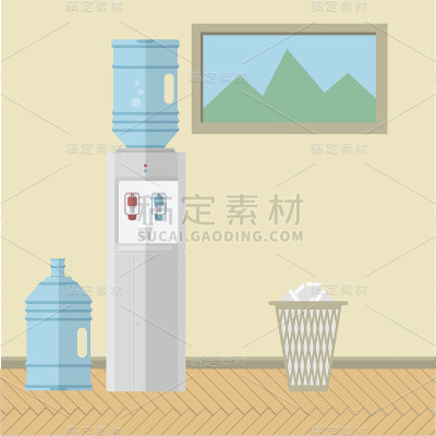 平面矢量插图的办公室内部