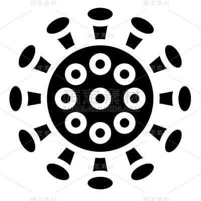 病毒或细菌矢量插图，固体样式图标