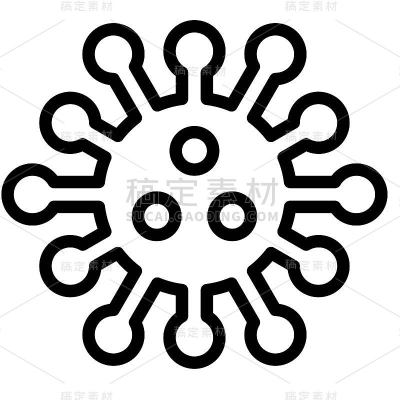 病毒或细菌矢量插图，线条样式图标